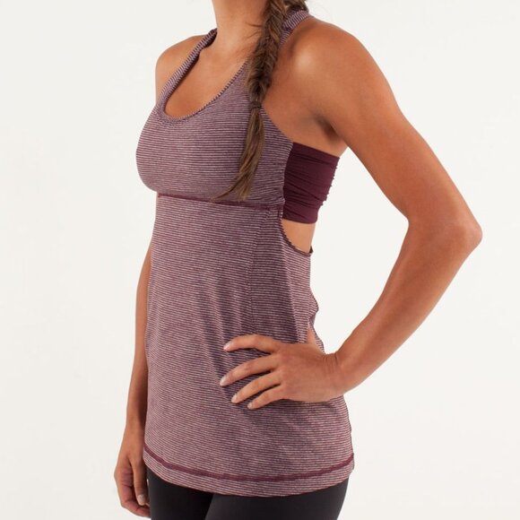 NEW Lululemon Turbo Tank Tonka Stripe Bordeaux Drama / Heathered Bordeaux Drama - Picture 3 of 13